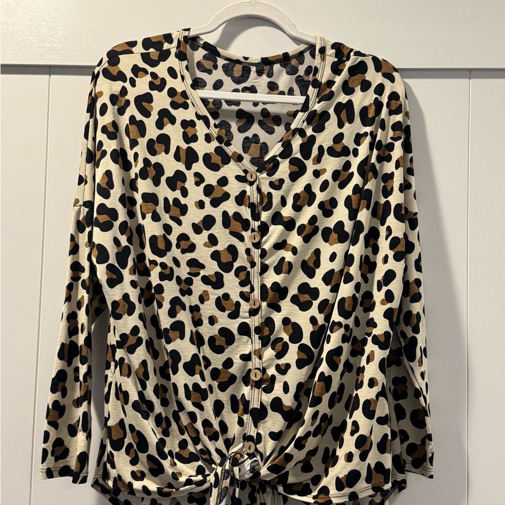 Leopard Print Button-Up Women's Top